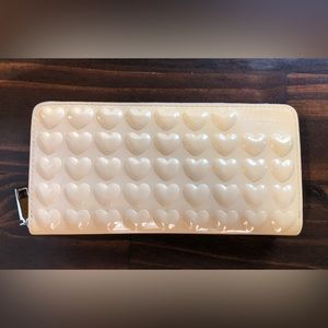 Marc Jacobs Peach Hearts Patent Leather Continental Wallet NWT
